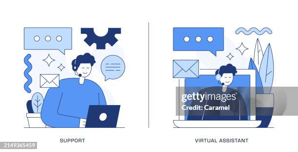 customer support, virtual assistant illustrations - robotics abstract stock illustrations