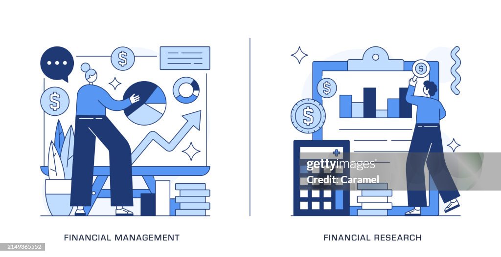 Financial Problem Research Financial Management Financial Research Illustrations High-Res Vector ...