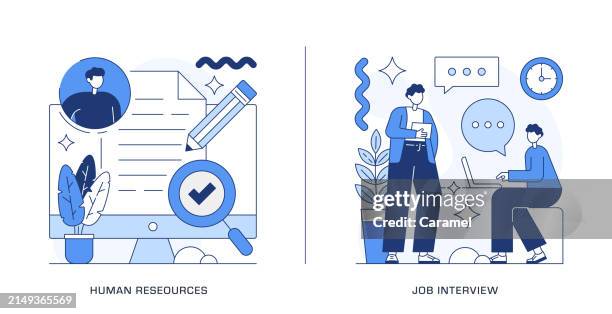 human resources, job interview illustrations - business training abstract stock illustrations