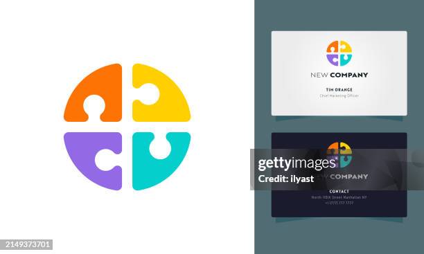 ilustrações de stock, clip art, desenhos animados e ícones de corporate identity design for teamwork - puzzle