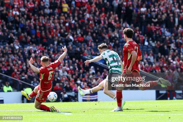 James Forrest of Celtic scores his team's second goal during the Scottish Cup Semi Final match between Aberdeen and Celtic at Hampden Park on April...