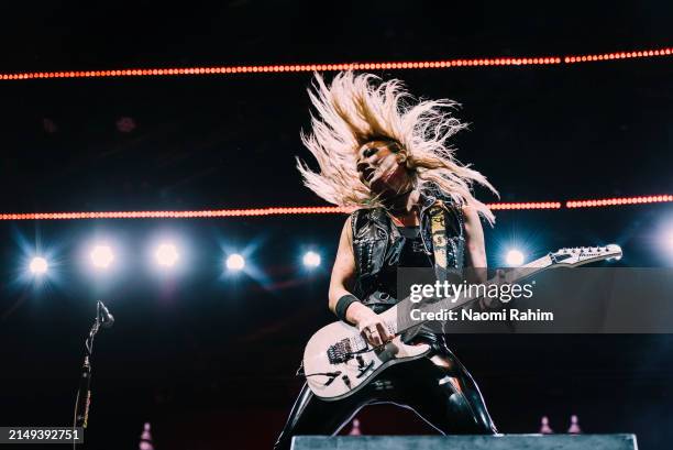 Nita Strauss performs with Alice Cooper at Pandemonium music festival on April 20, 2024 in Melbourne, Australia.