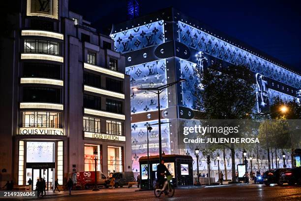 Photograph taken on April 23, 2024 shows a view of the construction site of the new hotel of Louis Vuitton luxury brand belonging LVMH Moet Hennessy...