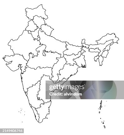 India Map Visual Outline Of The Map Of India With Regions High-Res Vector Graphic ...