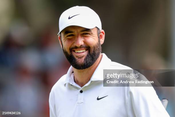 Scottie Scheffler looks on while playing the 15th hole during the third round of the RBC Heritage at Harbour Town Golf Links on April 20, 2024 in...