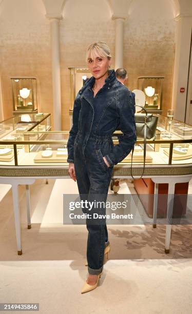 Lady Emily Compton attends an exclusive cocktail in the Mouawad boutique hosted by Olivia Buckingham at The Peninsula Hotel on April 24, 2024 in...