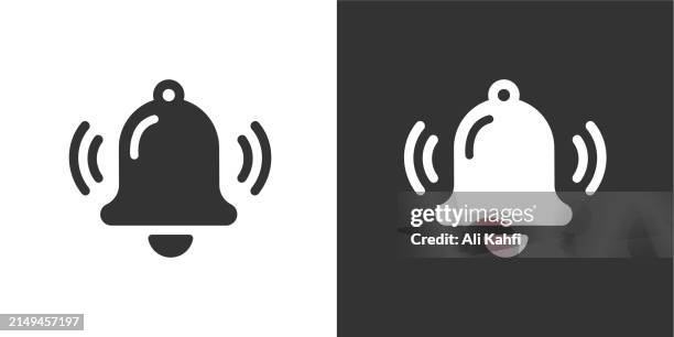 subscribe bell glyph solid icon. solid icon that can be applied anywhere, simple, pixel perfect and modern style - ringing bell stock illustrations