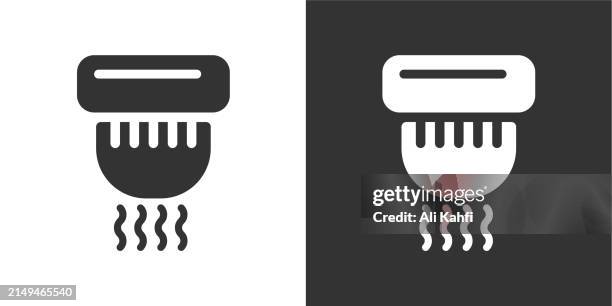 fire sprinkler glyph solid icon. solid icon that can be applied anywhere, simple, pixel perfect and modern style - fire sprinkler stock illustrations