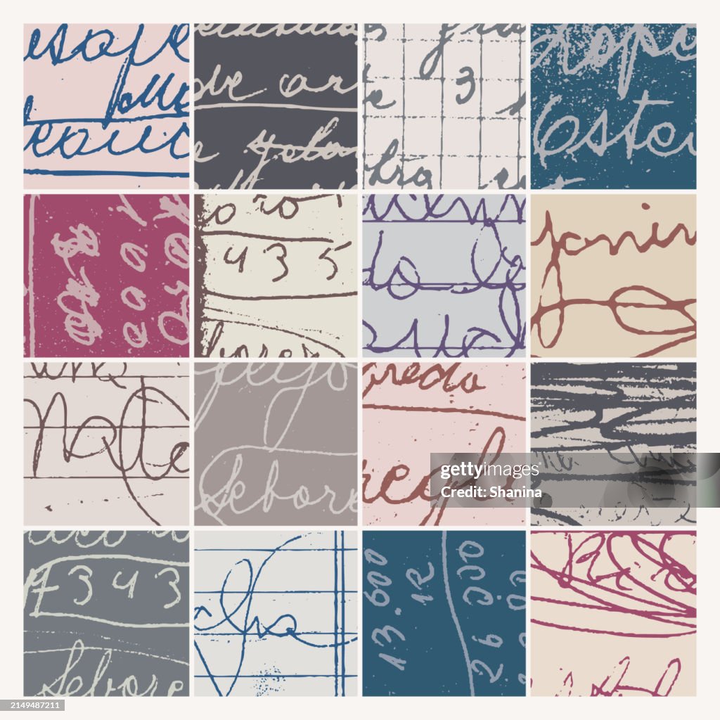 Notes And Scribbles Texture Grid Background High-Res Vector Graphic ...