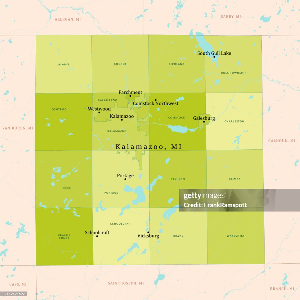 MI Kalamazoo County Vector Map Green