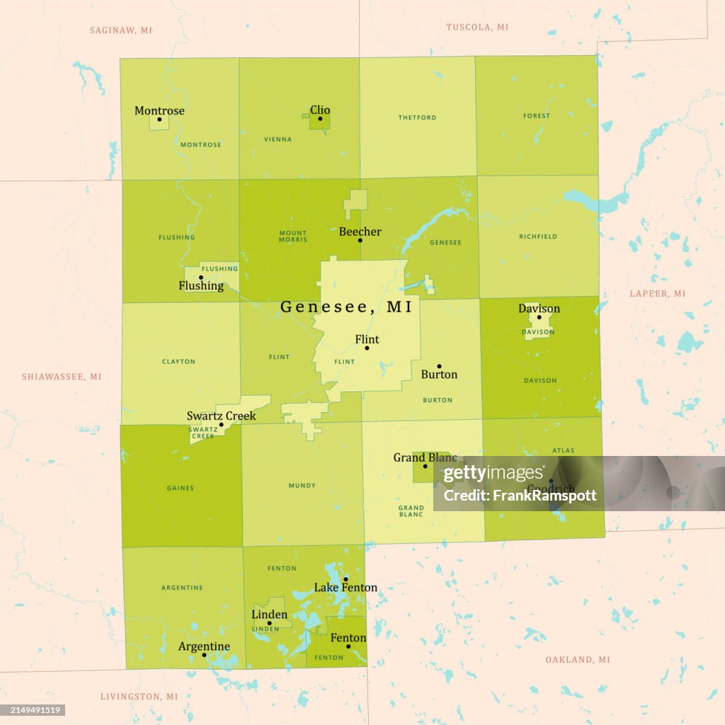 MI Genesee County Vector Map Green