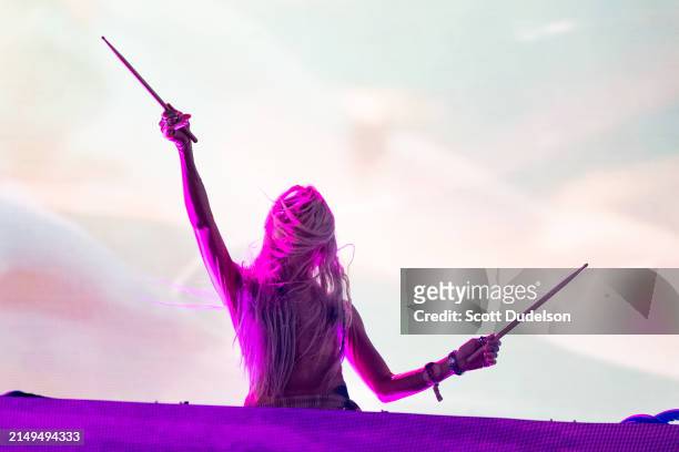Musician Grimes performs onstage during Day 2 of the Coachella Valley Music and Arts Festival at Empire Polo Club on April 20, 2024 in Indio,...