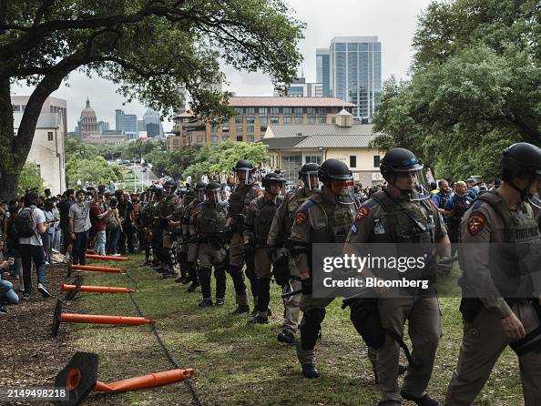Tsu Riots Texas State Troopers in riot gear during a pro-Palestinian protest at ...