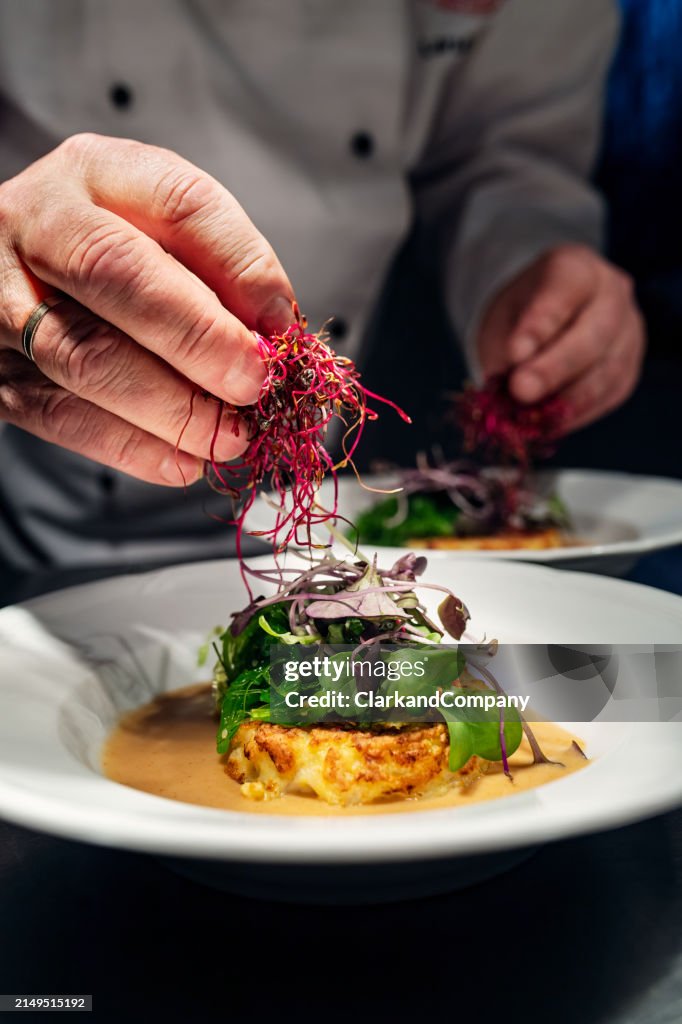 Chef Preparing a Seafood Starter