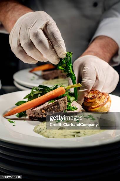 ballotine of veal and wild garlic - kalfsvlees stockfoto's en -beelden