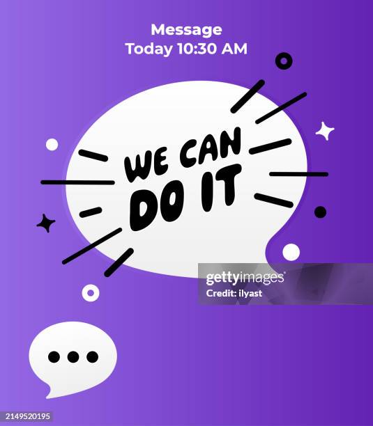 message screen design for we can do it - do it right icon stock illustrations