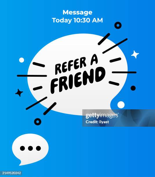 message screen design for refer a friend - referral program stock illustrations