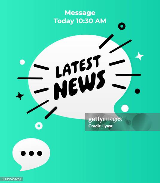 illustrations, cliparts, dessins animés et icônes de conception de l’écran de message pour les dernières nouvelles - média