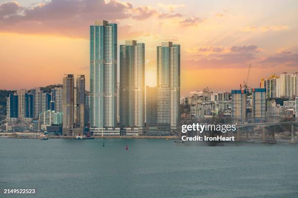 south korea, pusan city scape view. - busan south korea stock pictures, royalty-free photos & images