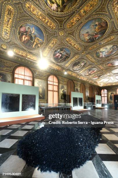 General view of the exhibition preview of Bernar Venet's "1961… Looking Forward" at Biblioteca Nazionale Marciana on April 18, 2024 in Venice, Italy.