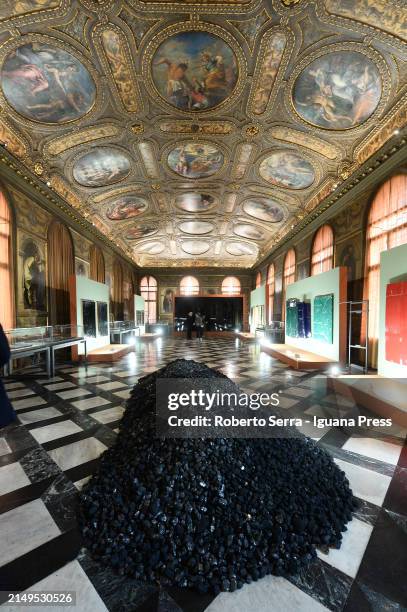 General view of the exhibition preview of Bernar Venet's "1961… Looking Forward" at Biblioteca Nazionale Marciana on April 18, 2024 in Venice, Italy.