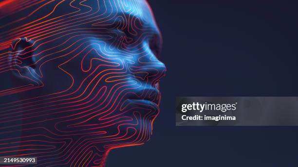 concept de tête humaine numérique pour l’ia, le métavers et la technologie de reconnaissance faciale - tête composition photos et images de collection
