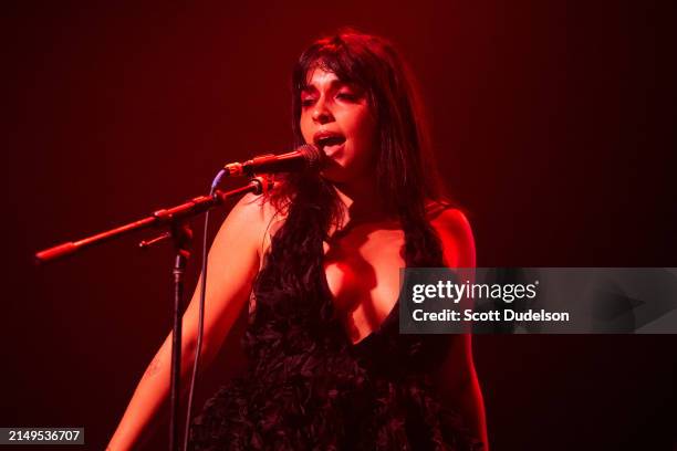 Singer Mariana de Miguel of Girl Ultra performs onstage during Weekend 2 - Day 2 of the Coachella Valley Music and Arts Festival at Empire Polo Club...