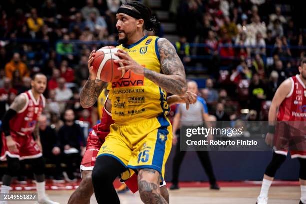 Julian Gamble of Givova Scafati Basket in action during the LBA Lega Basket Serie A Round 28 match between EA7 Emporio Armani Milan and Givova...