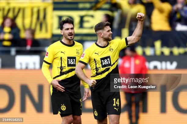 Niclas Fuellkrug of Borussia Dortmund celebrates scoring his team's first goal during the Bundesliga match between Borussia Dortmund and Bayer 04...