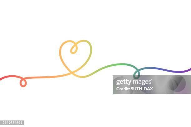 illustration of a pride heart-shaped wavy line, type two - i love stock illustrations