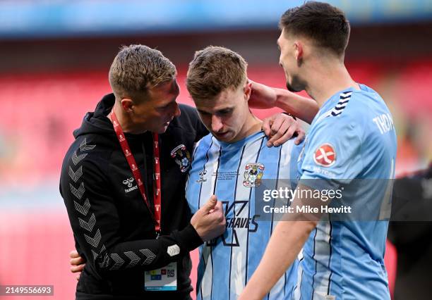Ben Sheaf and Bobby Thomas of Coventry City look dejected after the team's defeat in the penalty shootout during the Emirates FA Cup Semi Final match...