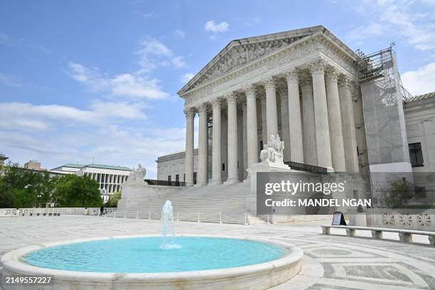 View of the US Supreme Court as the court prepares to hear arguments on the immunity of former US President Donald Trump, on April 25 in Washington,...