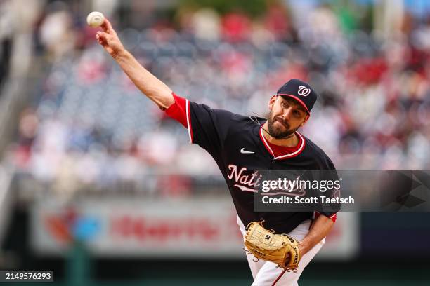 Matt Barnes of the Washington Nationals pitches against the Houston Astros during the ninth inning at Nationals Park on April 21, 2024 in Washington,...