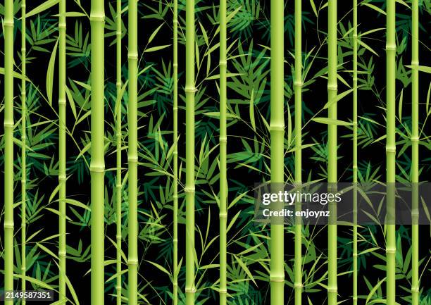 seamless green bamboo background - bamboo leaf stock illustrations