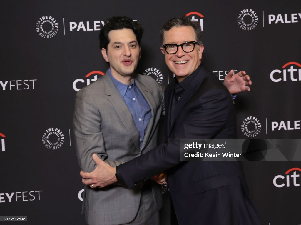 Ben Schwartz and Stephen Colbert arrive at Paley Fest LA 2024 -