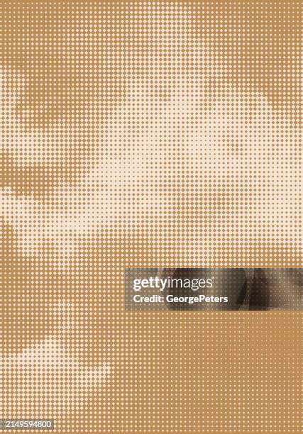 half tone vector of cumulus clouds - sepia toned background stock illustrations