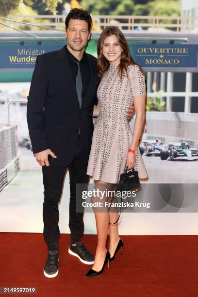 Michael Ballack and Sophia Schneiderhan attend the Opening of the Monaco Model Building Section at Miniatur Wunderland on April 25, 2024 in Hamburg,...