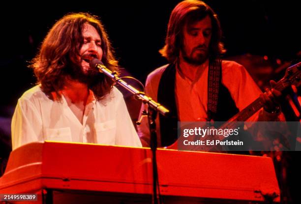 Rick Davies and Dougie Thomson perform with Supertramp at the Oakland Coliseum on April 5, 1979 in Oakland, California.