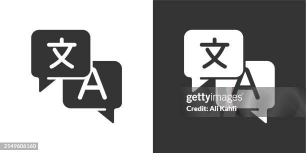 translation glyph solid icon. solid icon that can be applied anywhere, simple, pixel perfect and modern style - bilingual stock illustrations