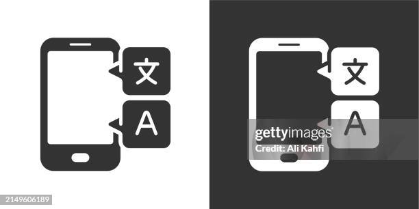 translation glyph solid icon. solid icon that can be applied anywhere, simple, pixel perfect and modern style - bilingual stock illustrations