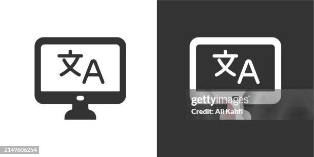 translation glyph solid icon. solid icon that can be applied anywhere, simple, pixel perfect and modern style - bilingual stock illustrations