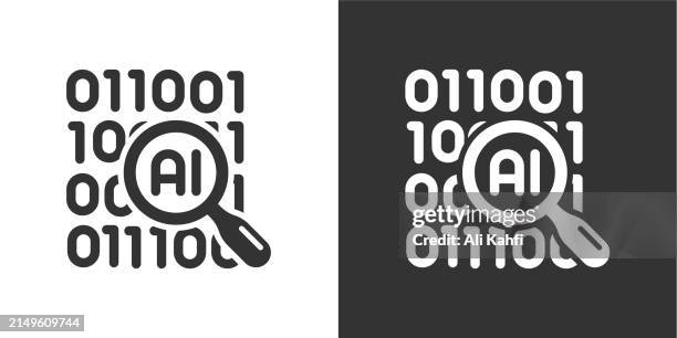 ai searching glyph solid icon. solid icon that can be applied anywhere, simple, pixel perfect and modern style - brain solid icon stock illustrations