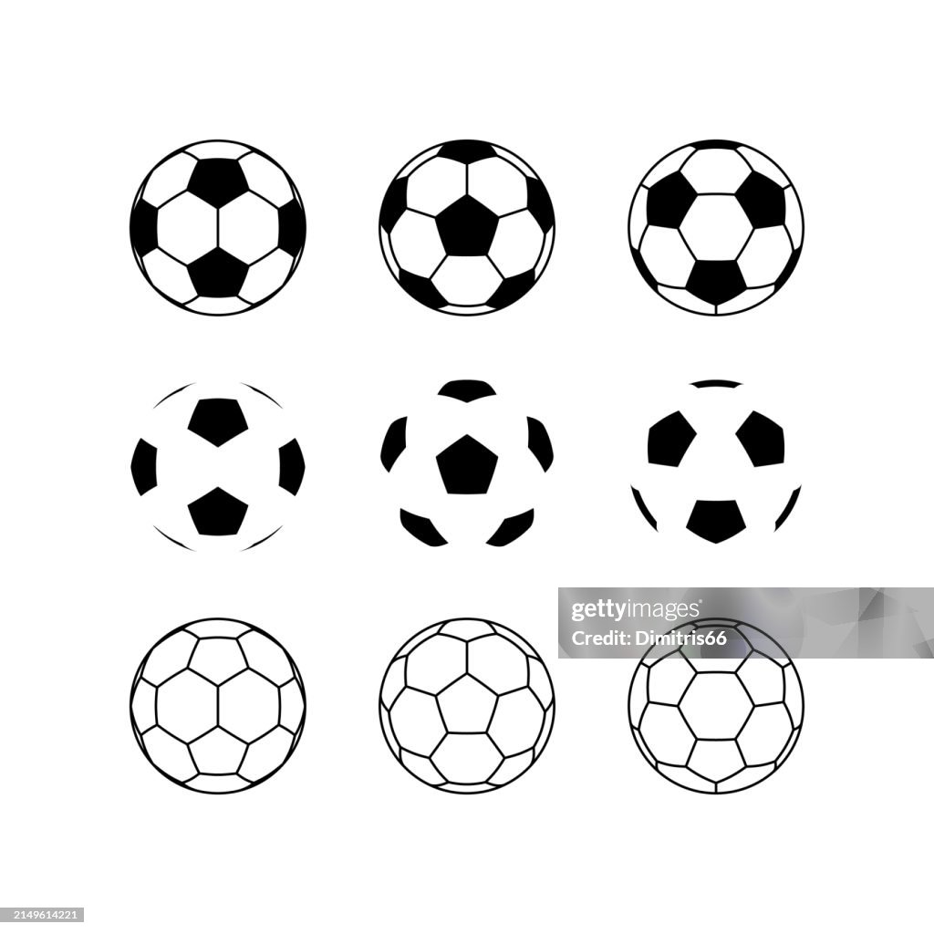 編集可能なストロークで設定されたサッカーボールのアイコン