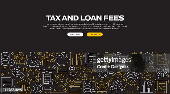 Fee Related Header Tax And Loan Fees Related Line Style Banner Design For Web Page ...