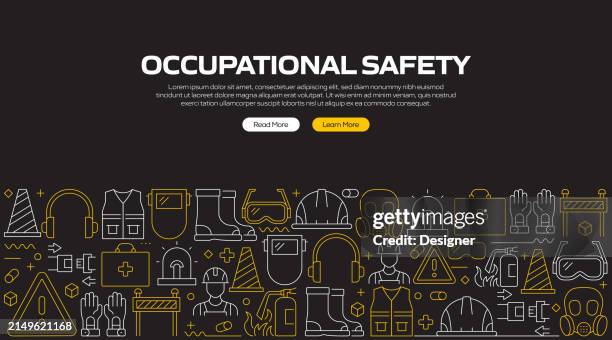 work safety related banner design for web page, headline, brochure, annual report and book cover - occupational safety and health stock illustrations