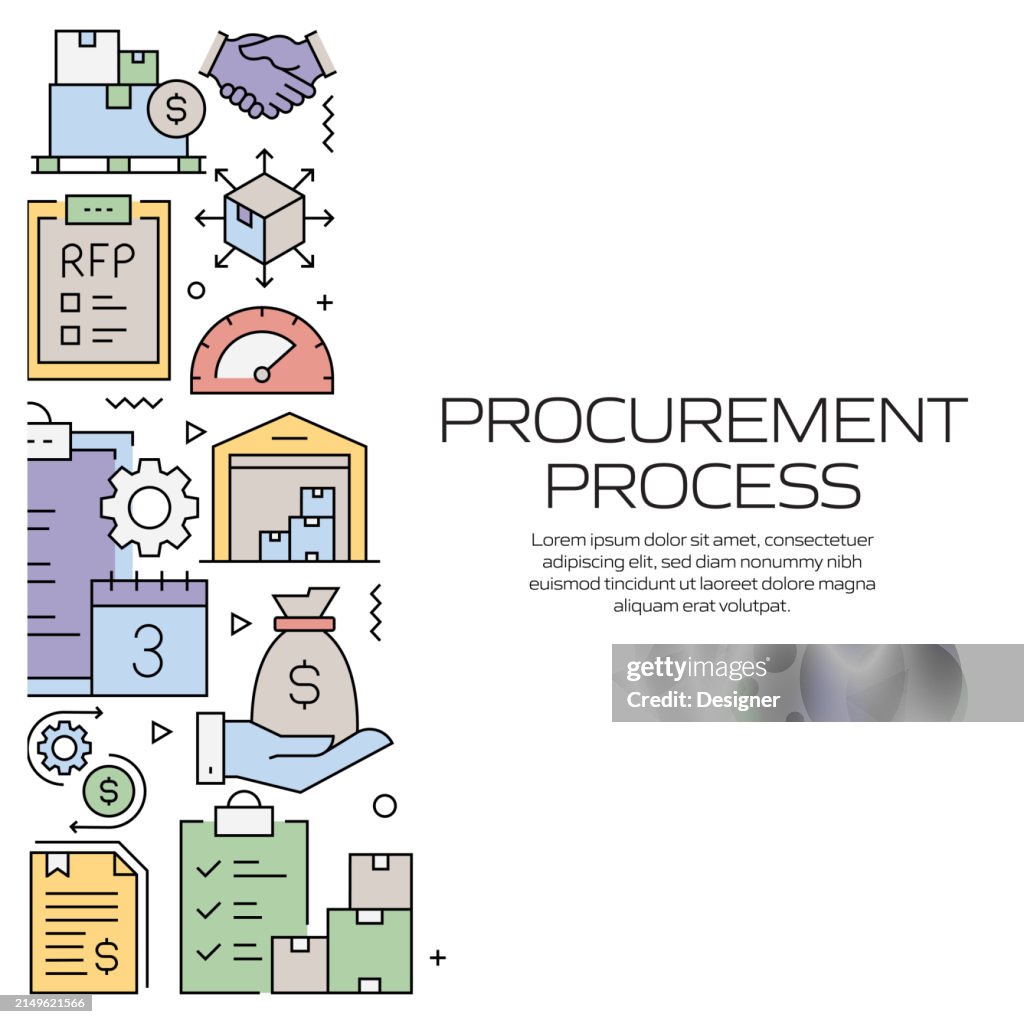 Procure Design Procurement Process Related Line Style Banner Design For Web Page ...