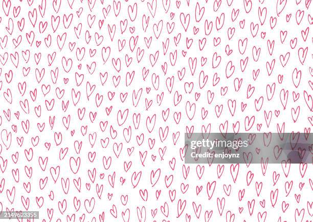 seamless sketchy red love hearts wallpaper background - sketchbook stock illustrations