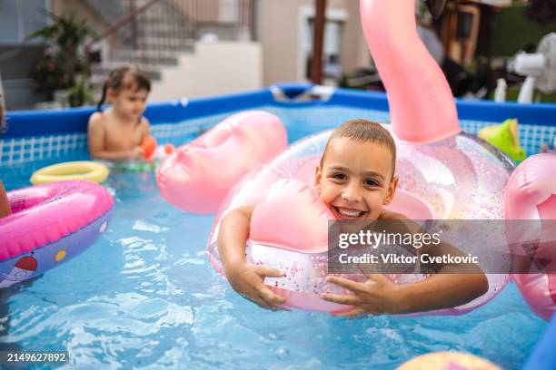 Fun Boy Inflatable Pool 424 Inflatable Pool Backyard Family Stock Photos, High-Res Pictures ...