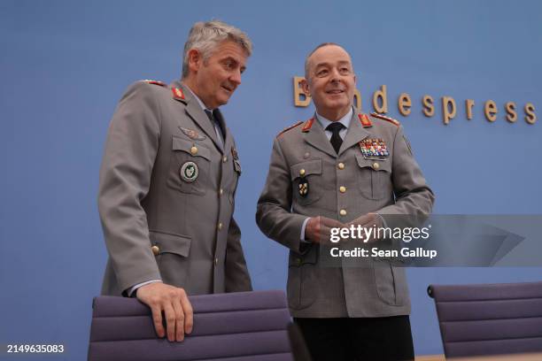 General Carsten Breuer , Inspector General of the Bundeswehr, Germany's armed forces, and Lieutenant General Alexander Sollfrank, commander of NATO's...