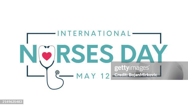 ilustraciones, imágenes clip art, dibujos animados e iconos de stock de tarjeta del día internacional de la enfermera, 12 de mayo. vector - asistente de enfermera